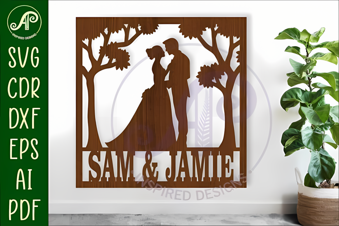 custom bride groom name sign svg