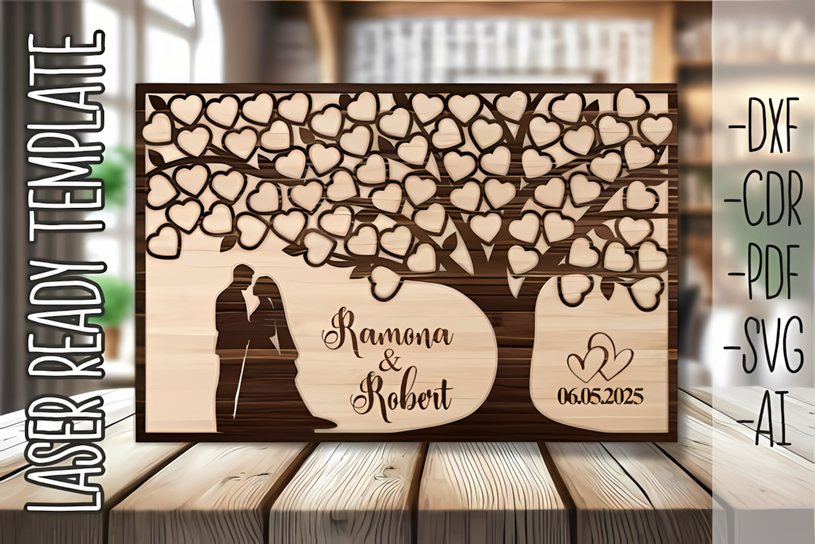 wedding guestbook tree of hearts svg