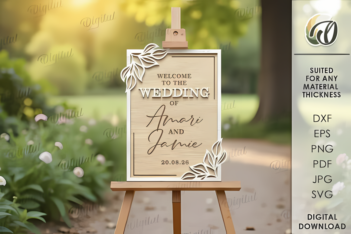 stacked laser cut wedding welcome sign