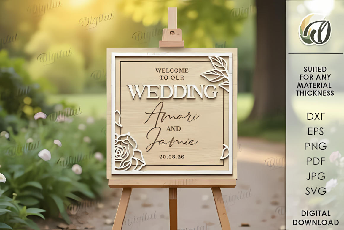 layered acrylic wedding welcome sign template