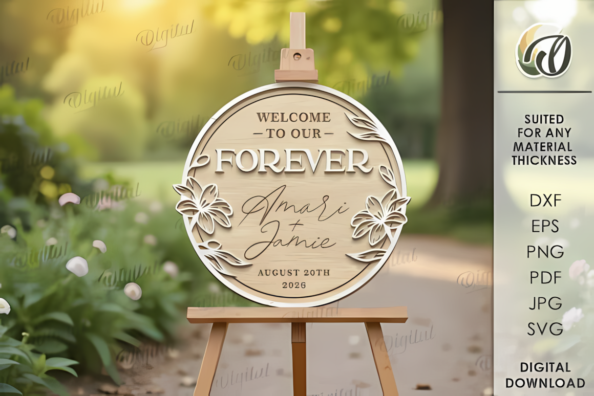 layered plywood wedding welcome sign svg