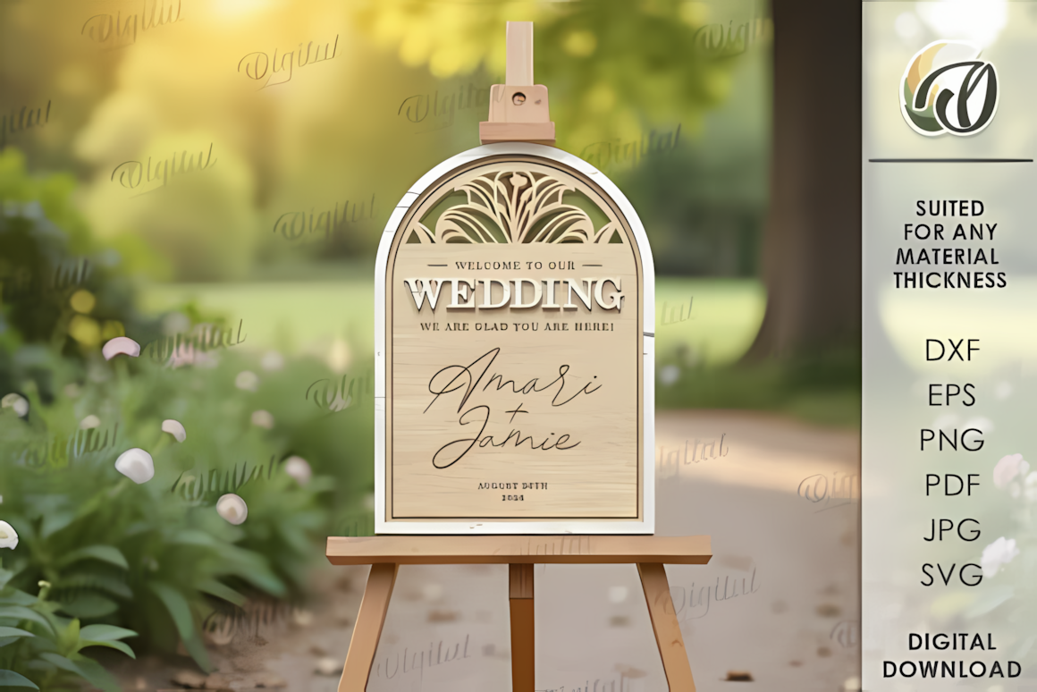 laser ready layered wedding welcome sign