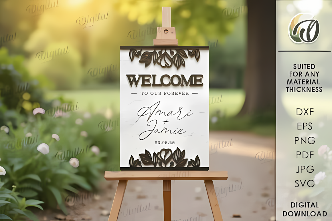 dimensional wedding welcome sign laser file