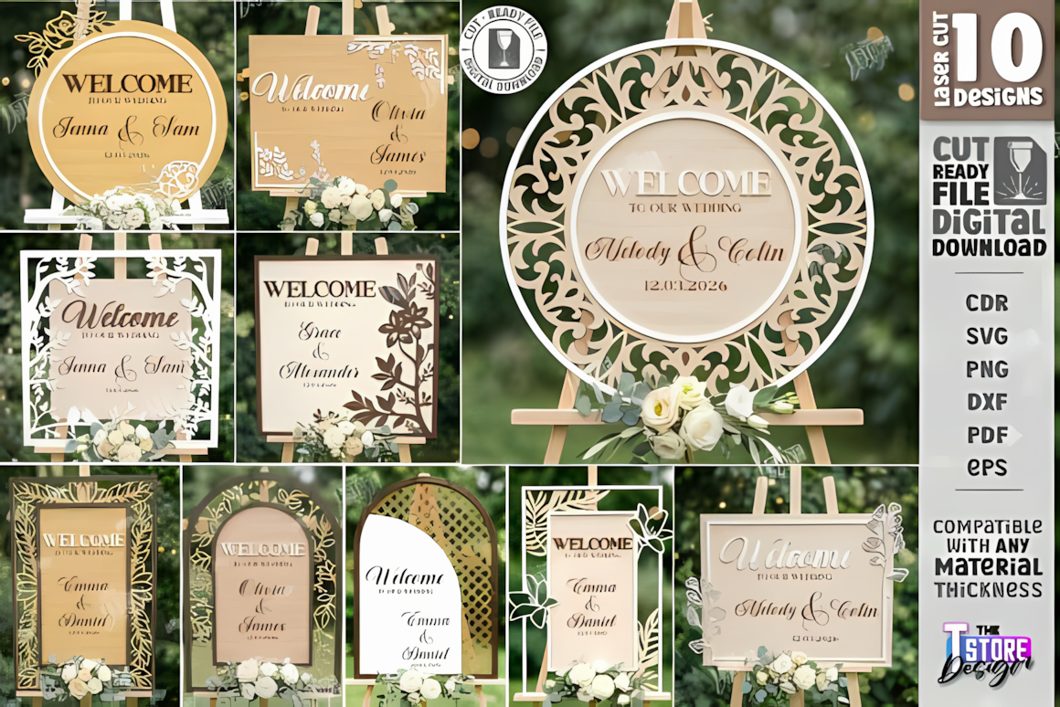 multi design wedding sign laser cut