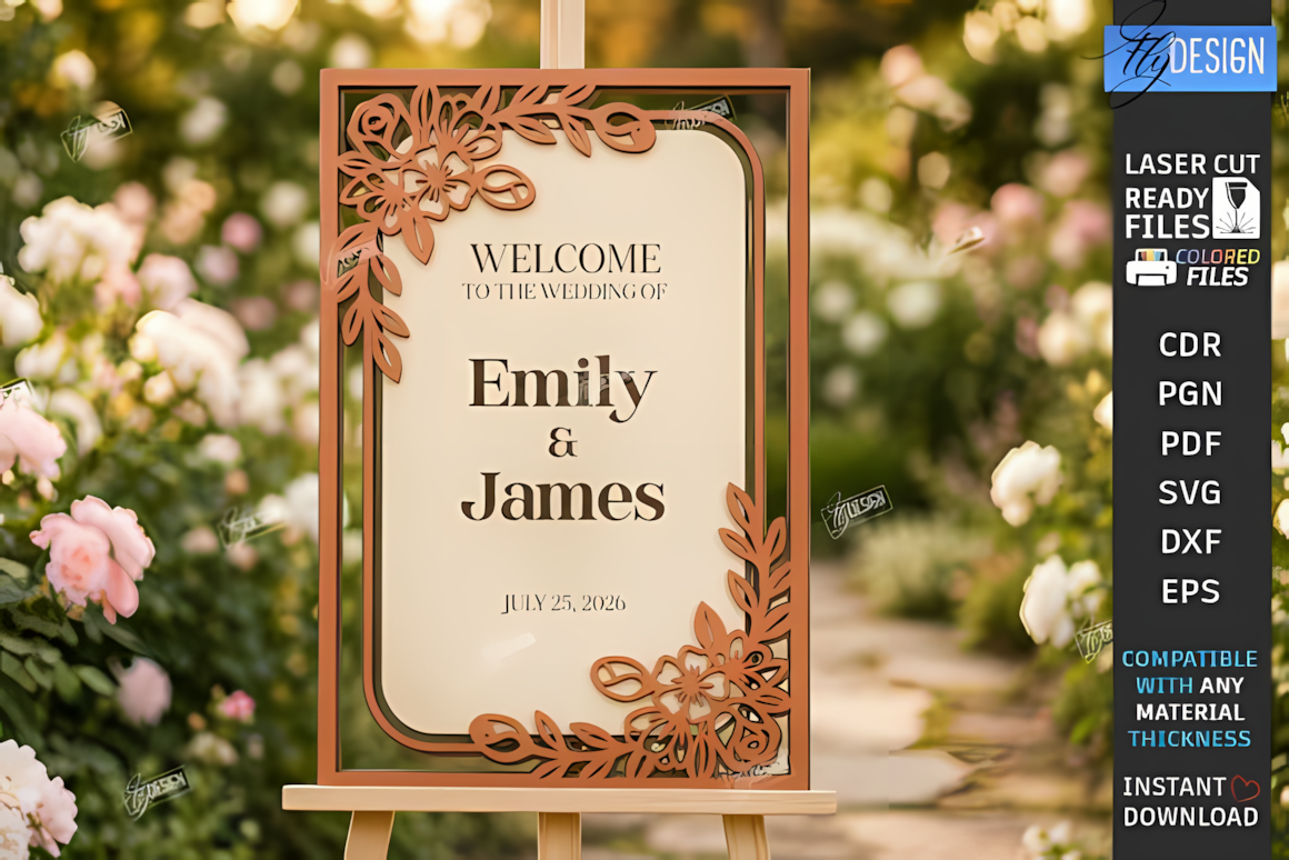elegant floral wedding welcome sign svg