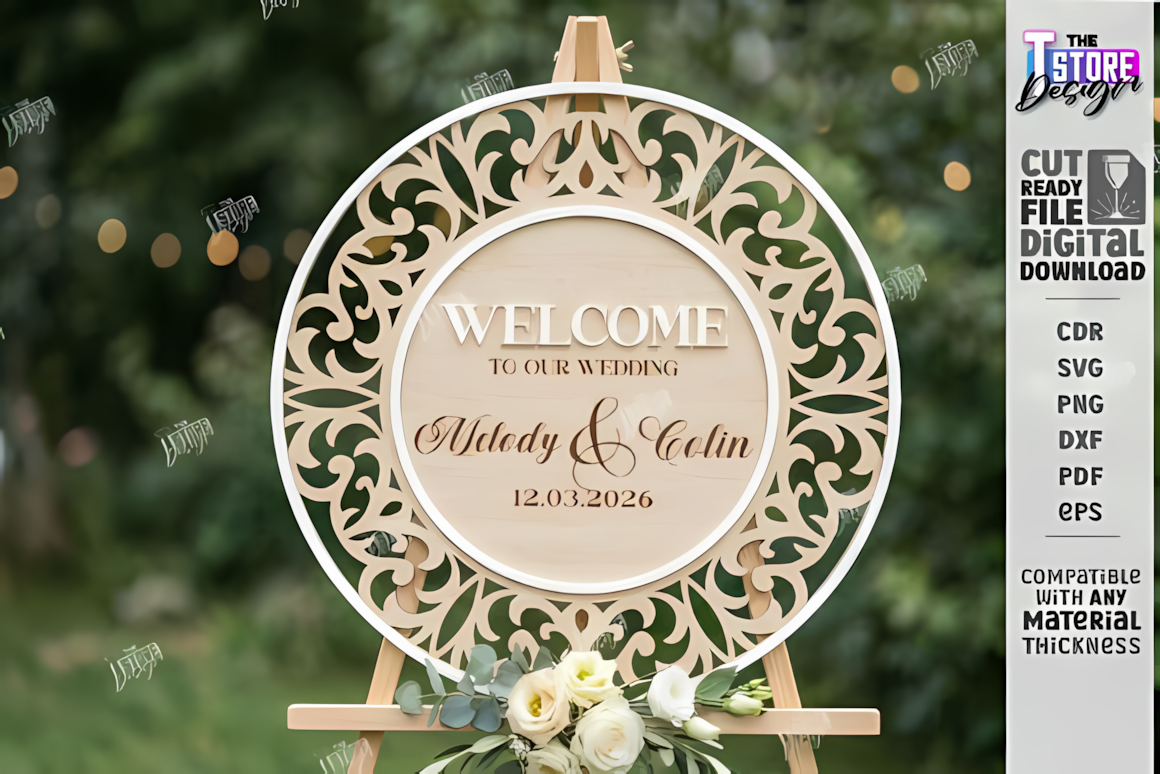 rustic wooden wedding welcome sign dxf