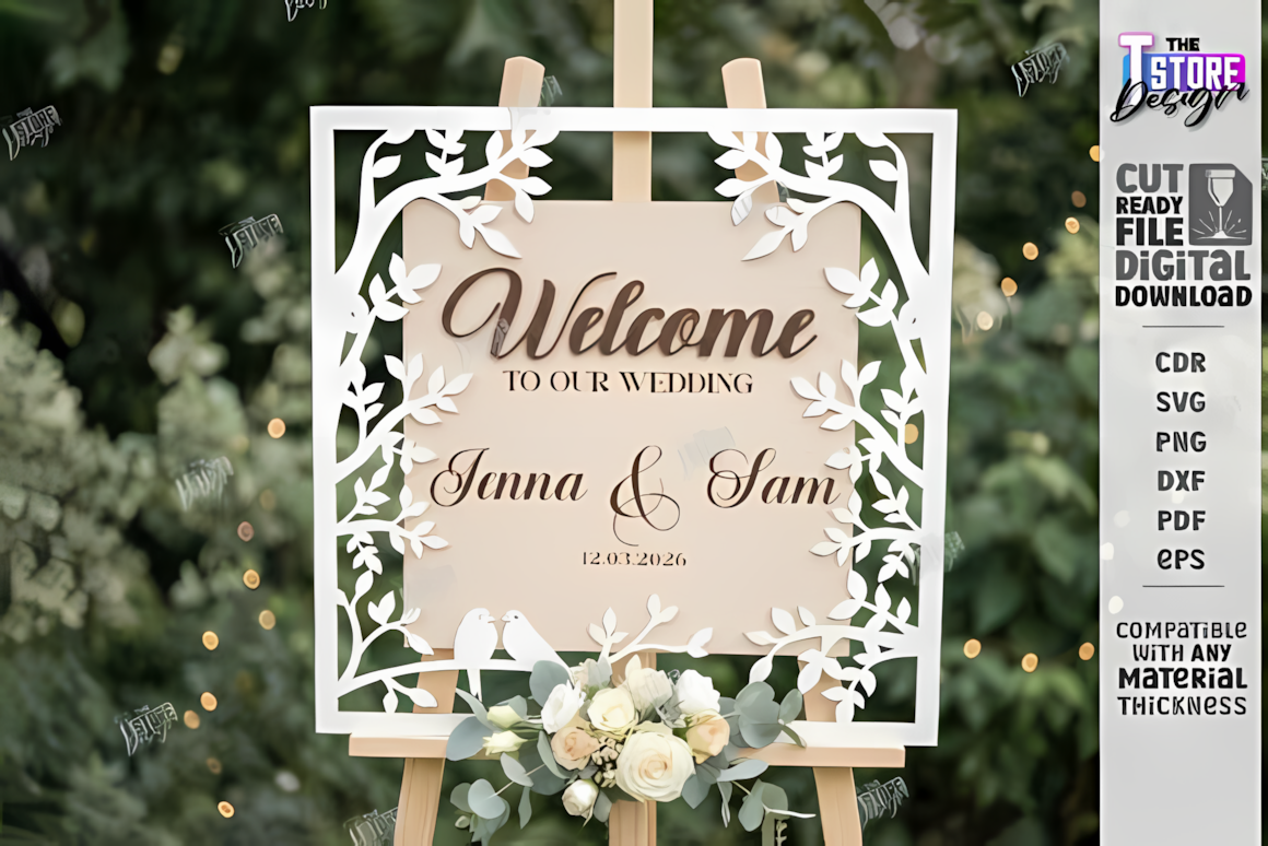 farmhouse wedding welcome sign laser cut