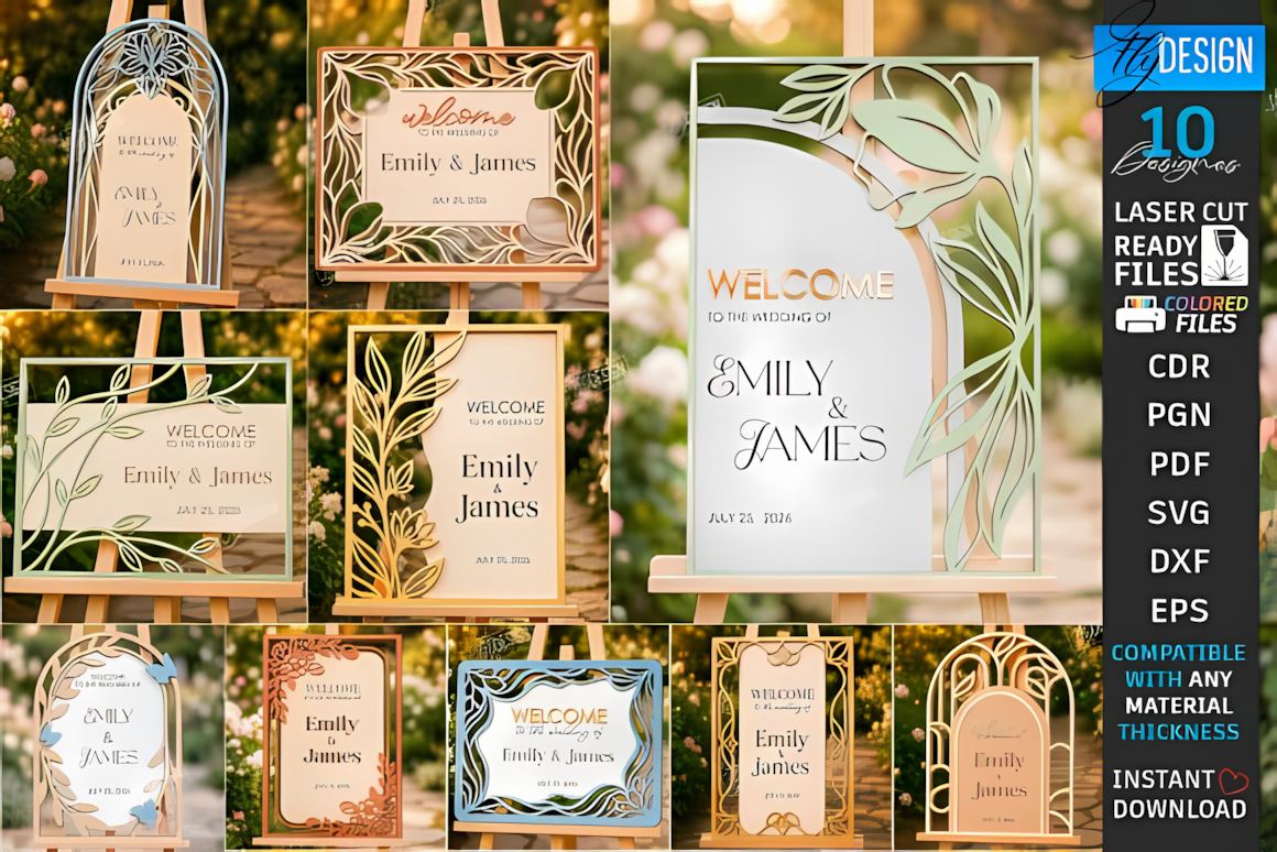 wedding sign template bundle laser cut