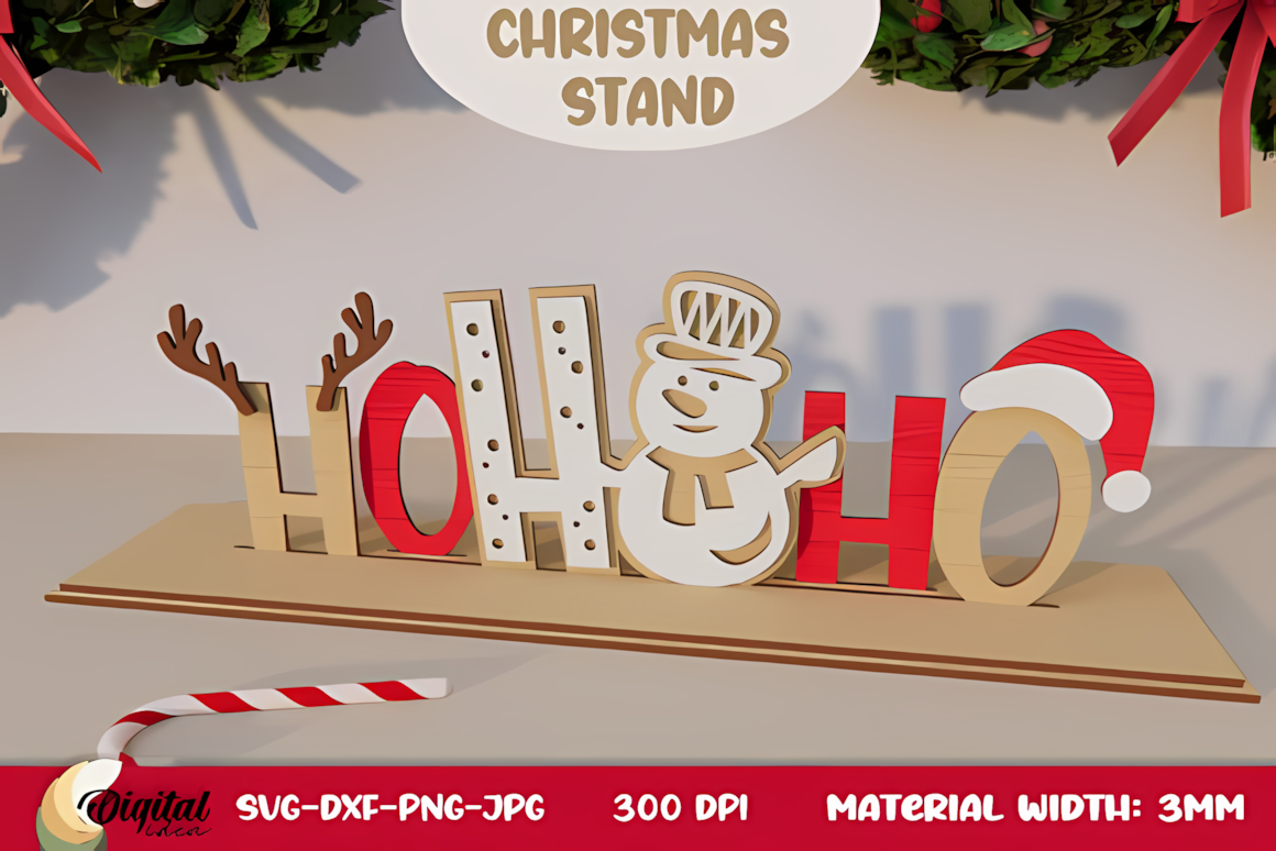 3D Christmas stand laser cut tabletop decor design