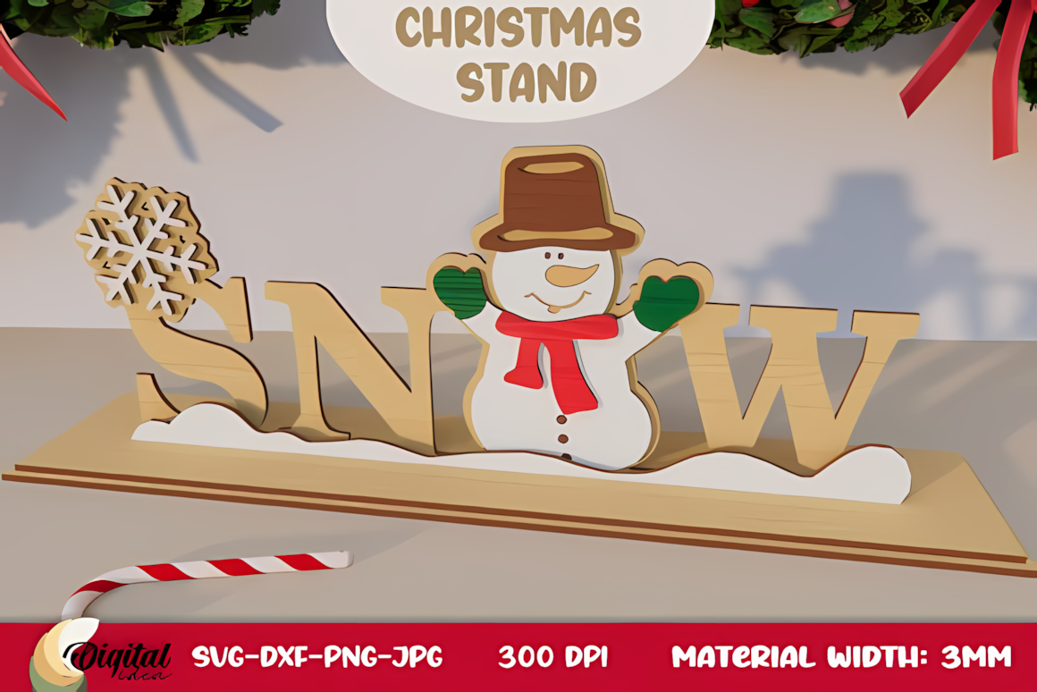 3D Christmas stand laser cut tabletop layout