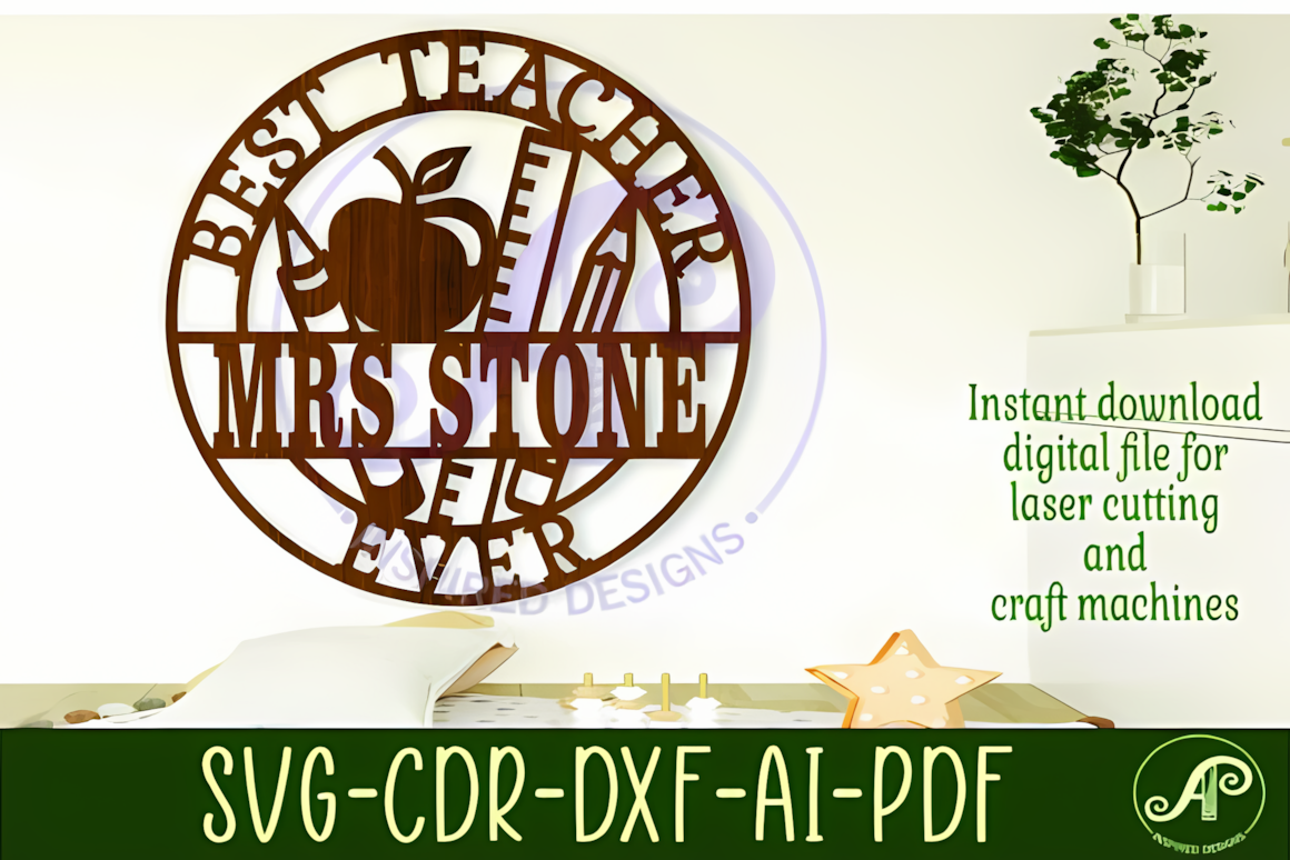 Best teacher ever sign design for custom teacher name sign svg.