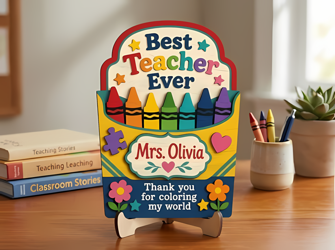 Standing desk sign file for personalized teacher name laser file.