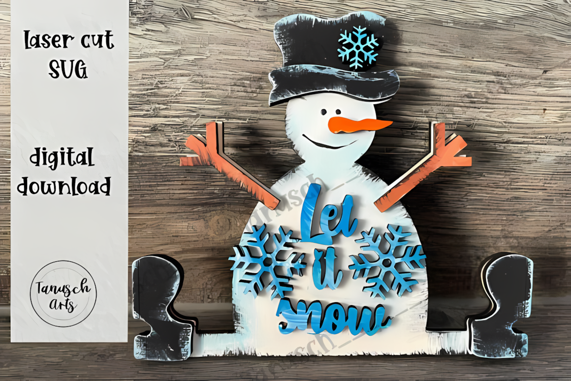 Christmas angel and snowman laser SVG shelf sitter