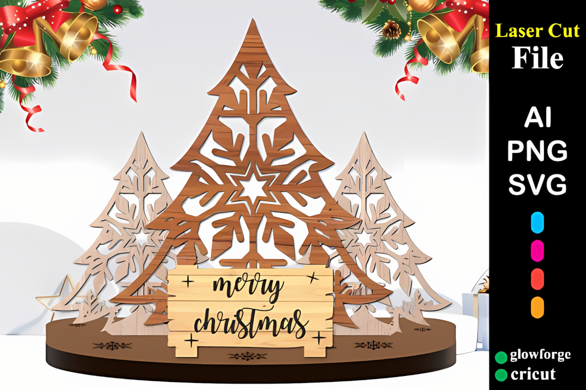 Christmas card stand laser cut SVG layout