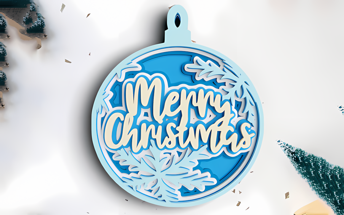 Multilayer 6 layers Christmas ornament SVG DXF vector file for laser cutting