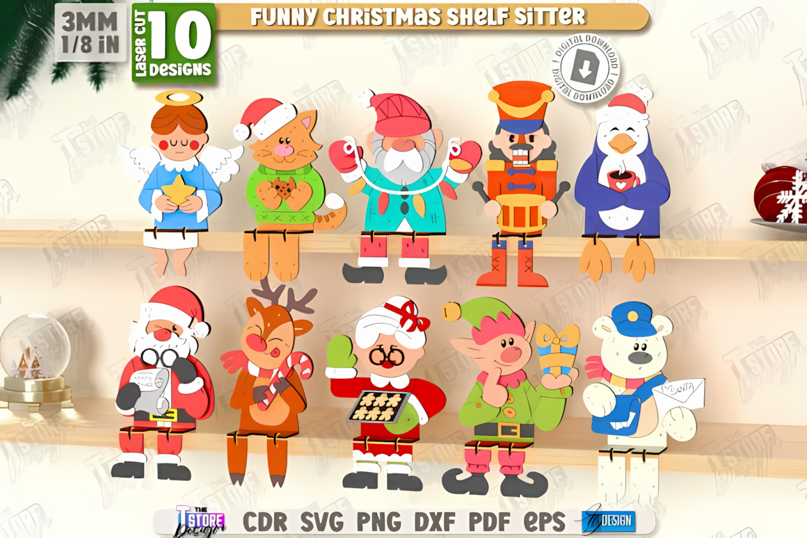 Christmas shelf sitter laser cut bundle preview