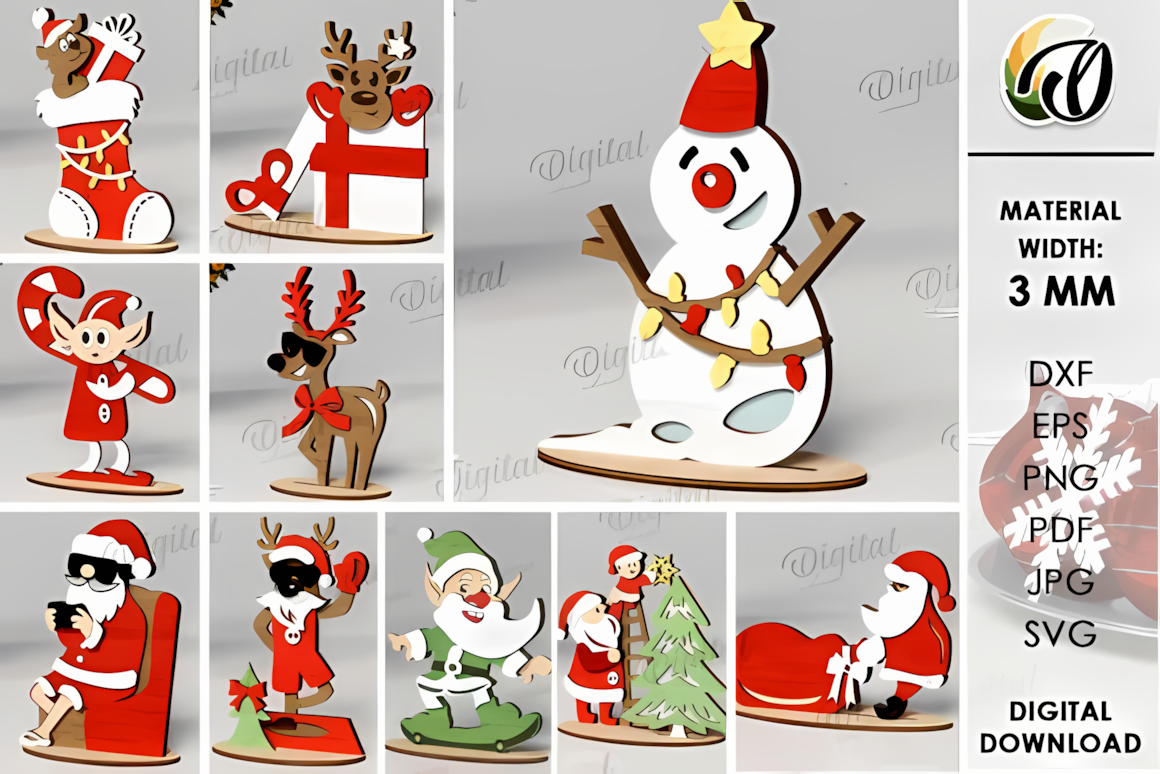 Christmas stand decors bundle laser cut templates