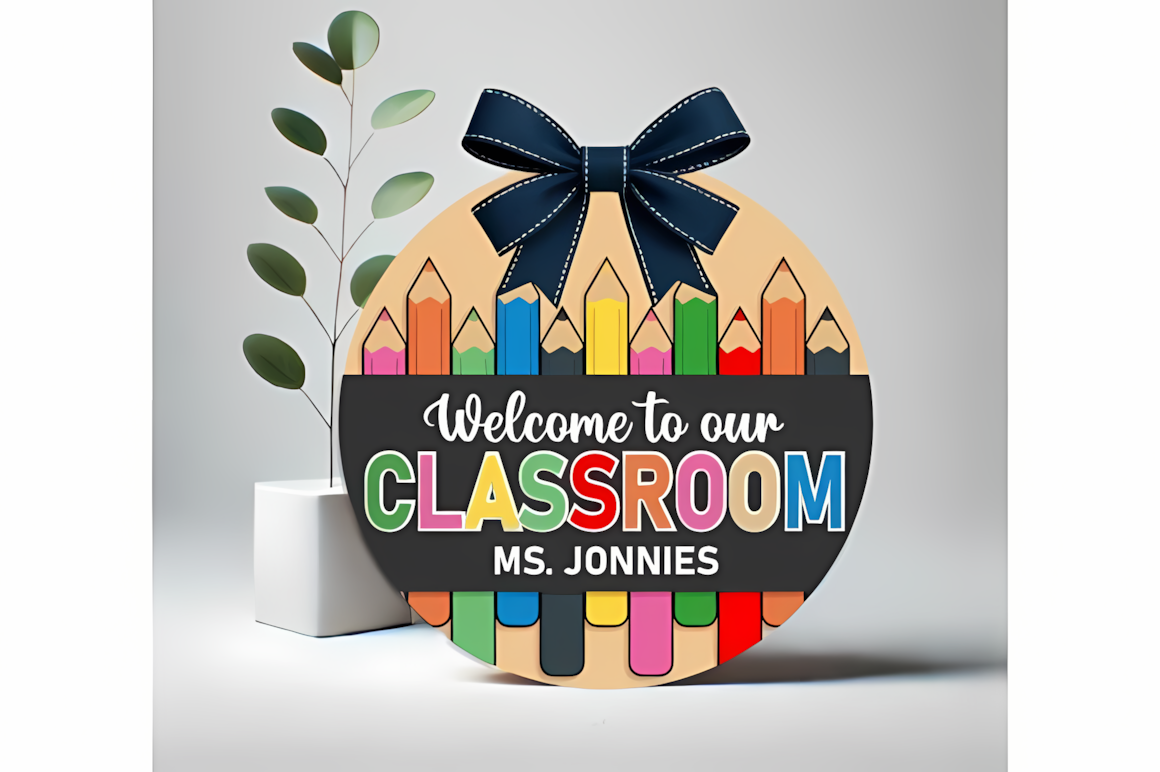 Welcome classroom name laser cut sign for school door decoration.