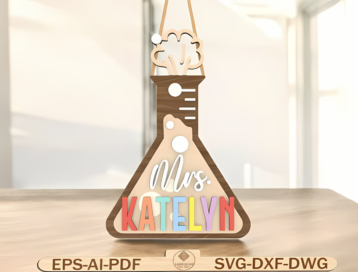Custom sign layout for personalized teacher sign laser cut.