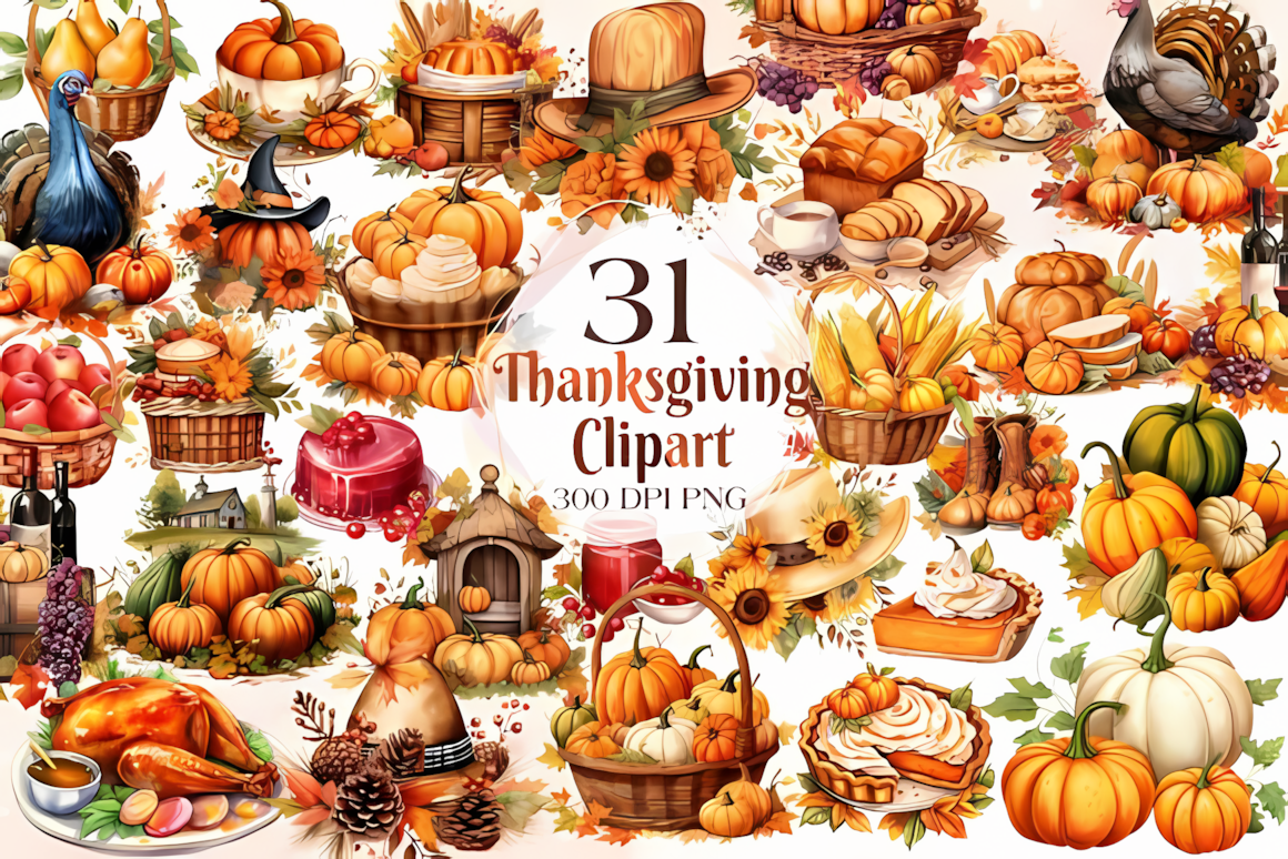 Harvest pumpkins, acorns, and autumn foliage graphics from a fall harvest clipart png set.
