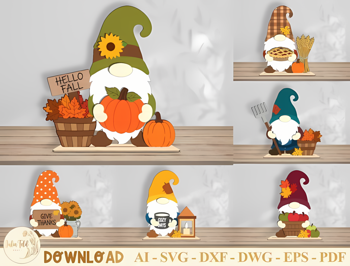 Standing Scandinavian tomte with detailed beard engrave patterns for cozy harvest dining tables