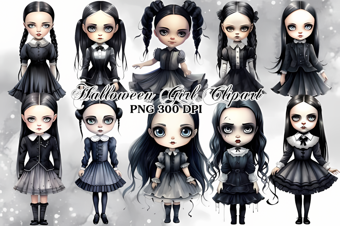 halloween girl watercolor halloween clipart illustration