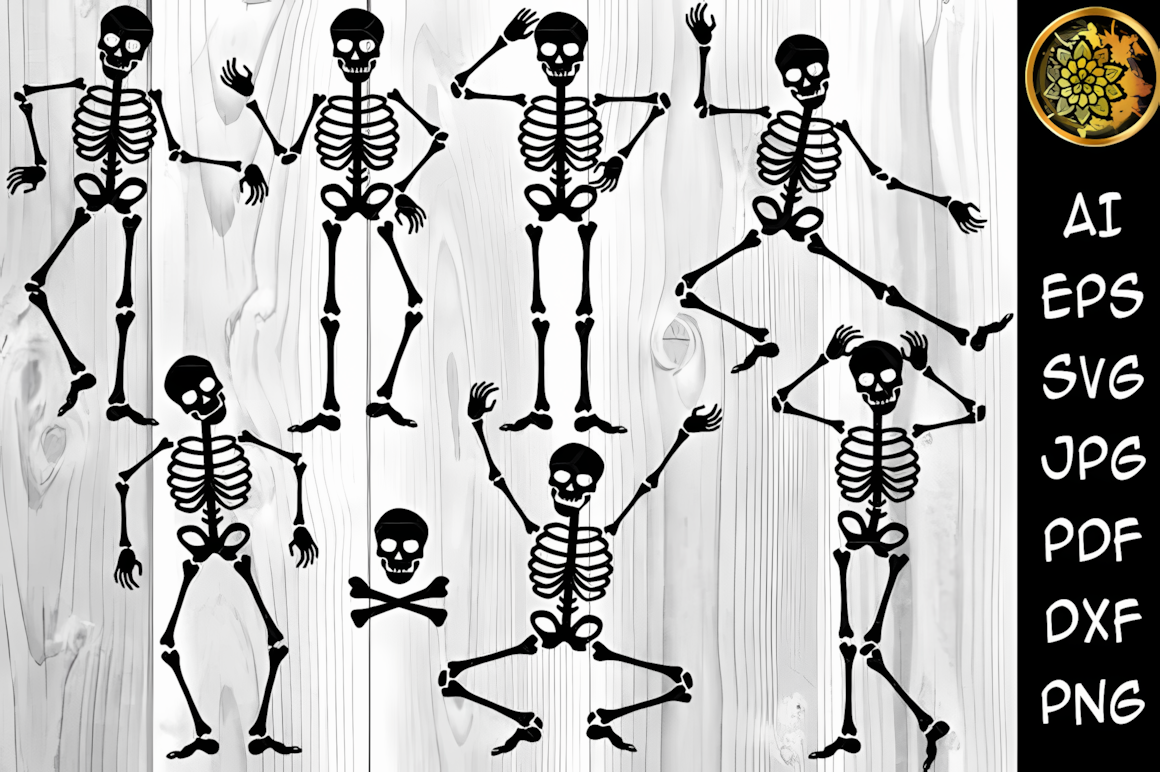 Halloween skeleton clipart silhouette cutout for cricut crafting projects