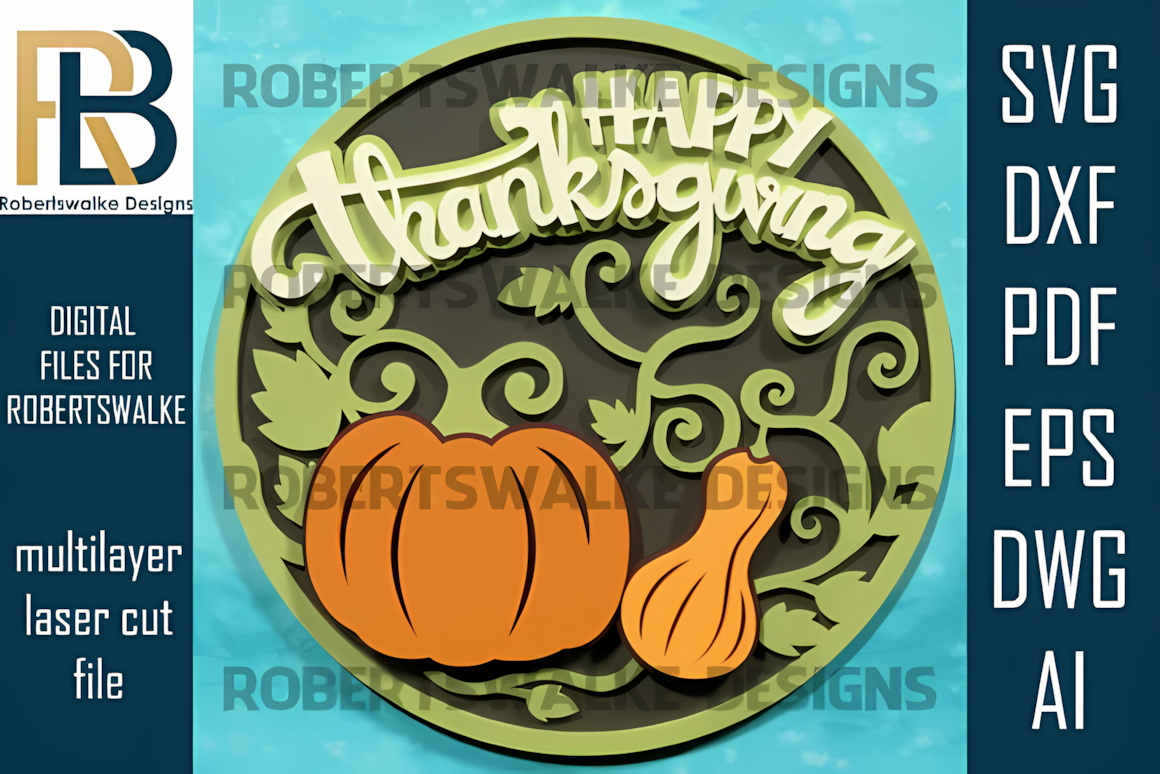 Classic wooden holiday sign with calligraphy crafted from a thanksgiving sign laser cut layout.