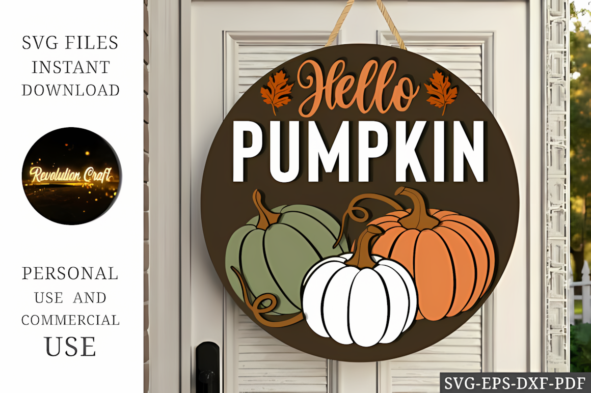 Multi-color layered pumpkin sign cut from a layered thanksgiving sign svg file.