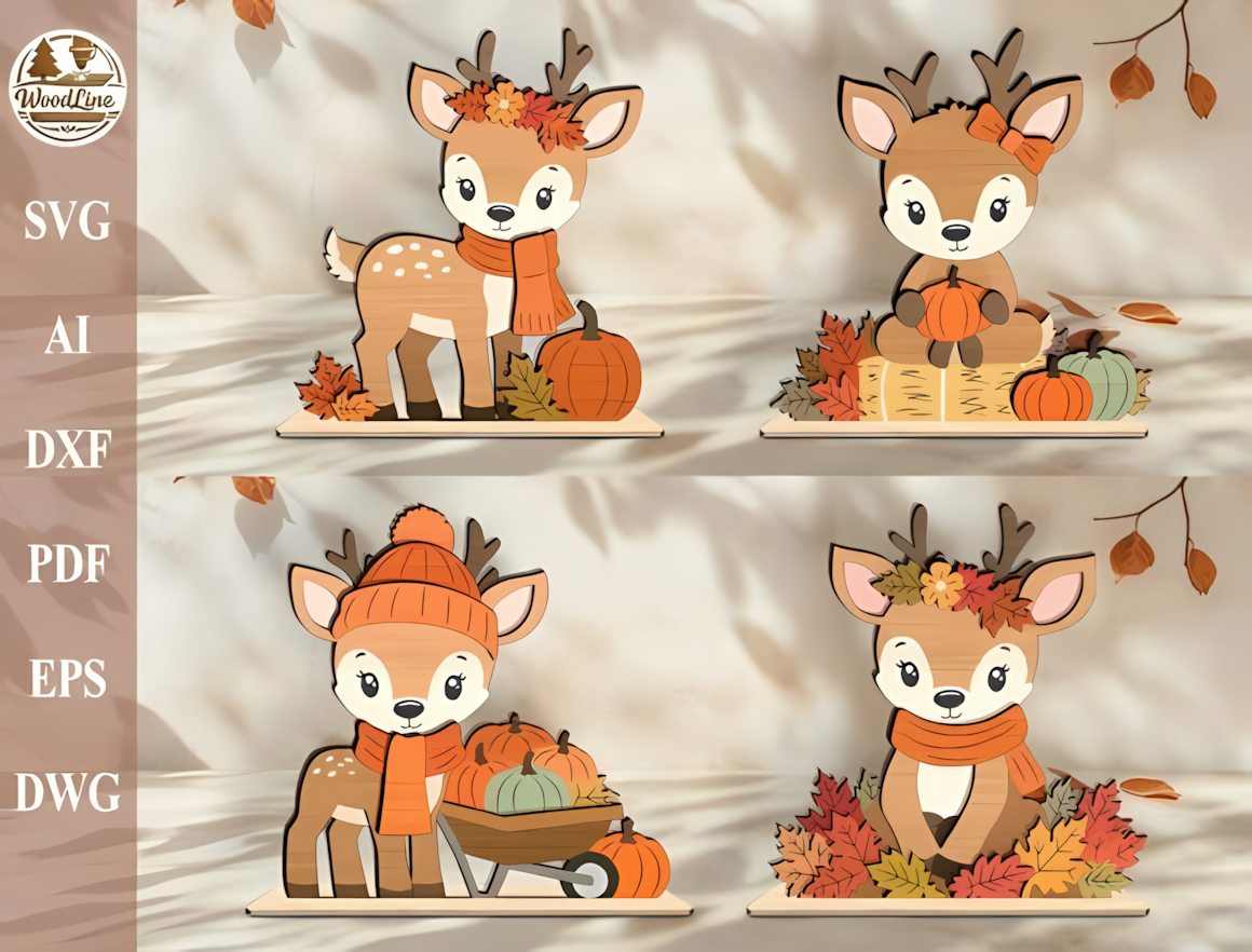 Graceful forest deer scene framed inside a layered wooden arch for elegant Thanksgiving hearth decor