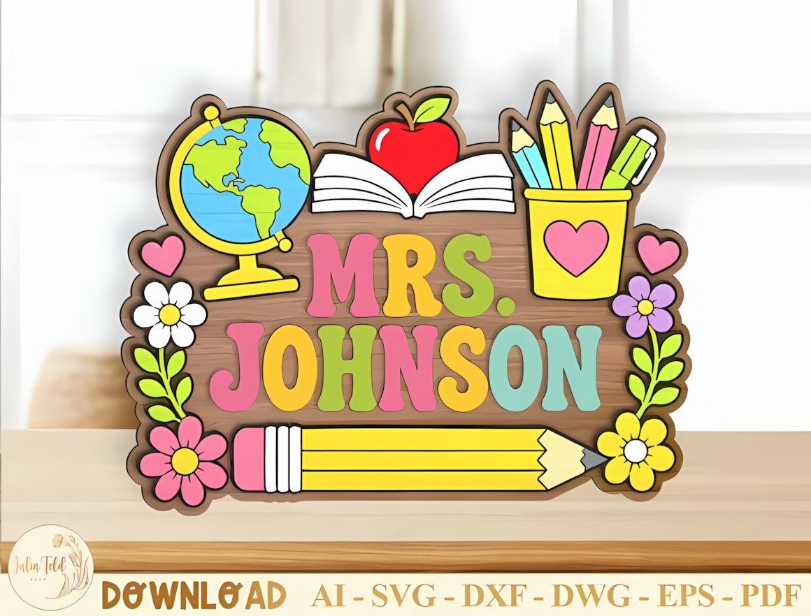 Customized classroom sign file for classroom name laser cut svg.