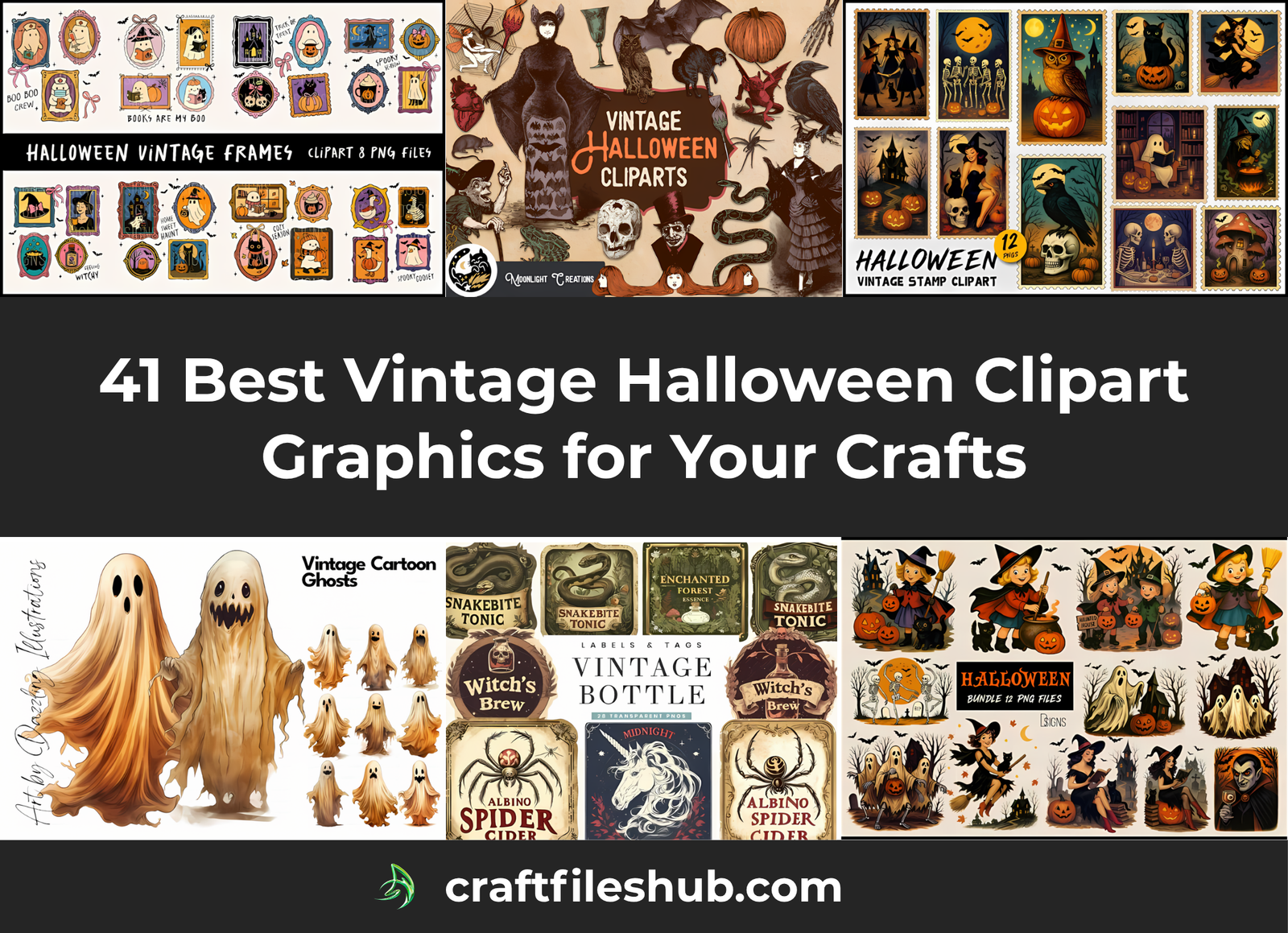You are currently viewing 41 Best Vintage Halloween Clipart Graphics for Your Crafts