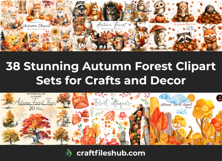 38 Stunning Autumn Forest Clipart Sets for Crafts and Decor