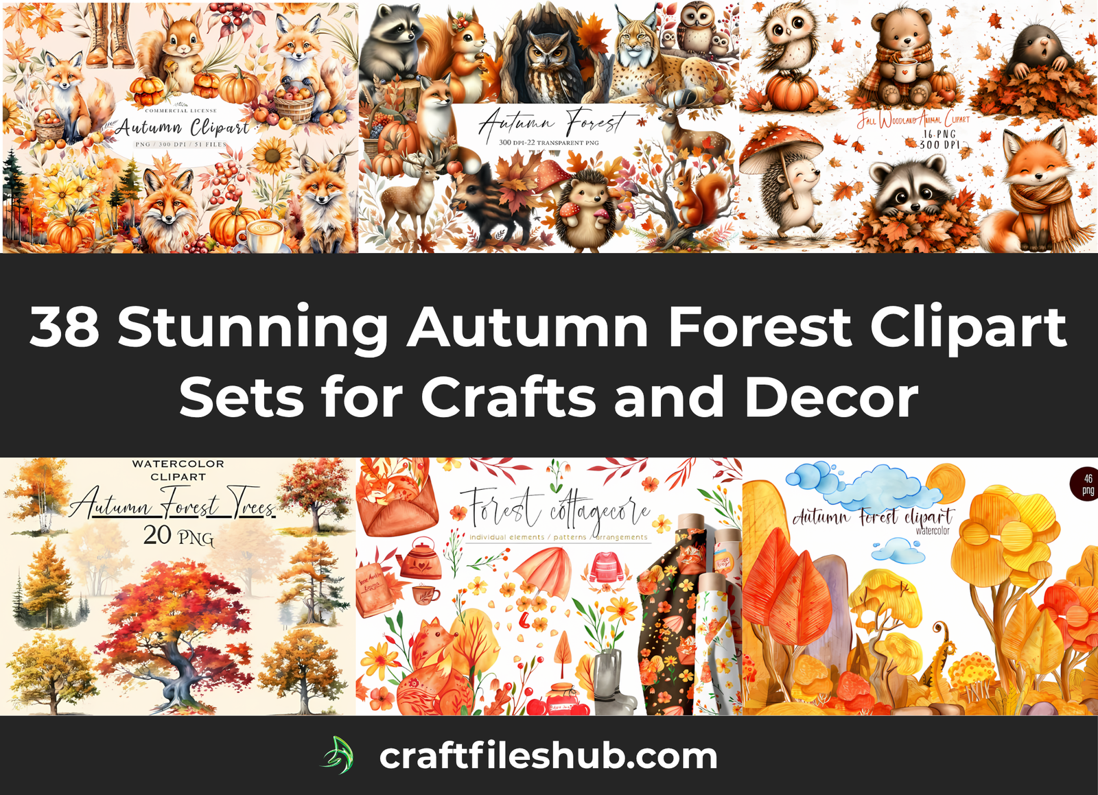 Read more about the article 38 Stunning Autumn Forest Clipart Sets for Crafts and Decor