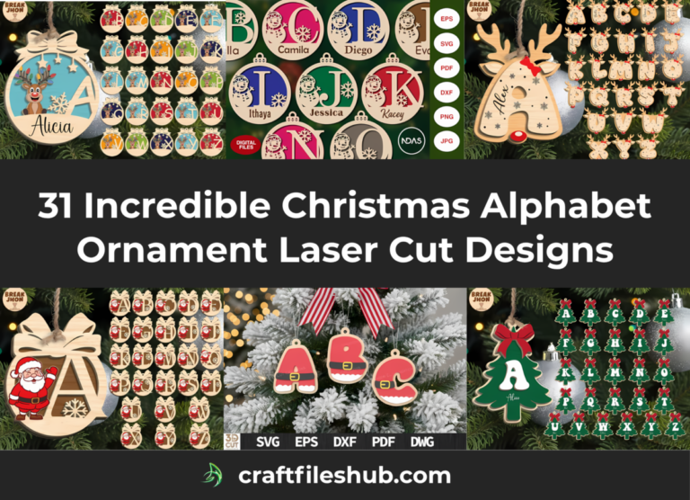 31 christmas alphabet ornament laser cut files