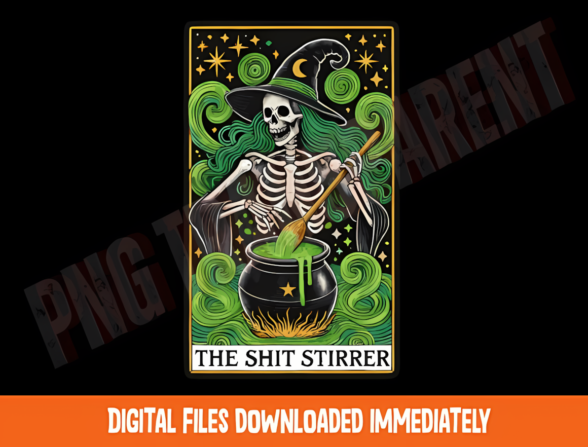 Sarcastic skeleton tarot PNG featuring funny character pose for shirt and mug prints