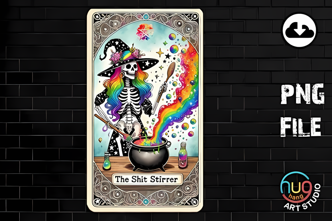Sarcastic witch tarot PNG design with humorous quotes for stickers, cards, and shirts