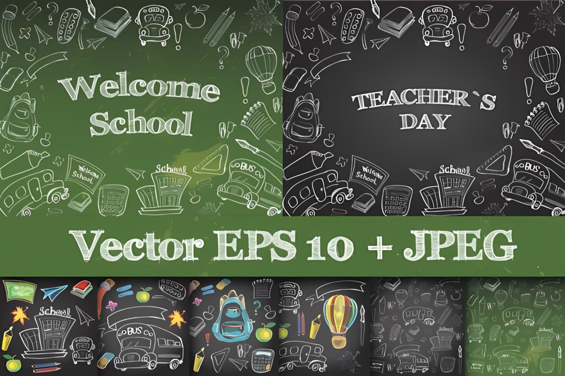 Vector school supplies set with colorful pens, notebooks, and rulers