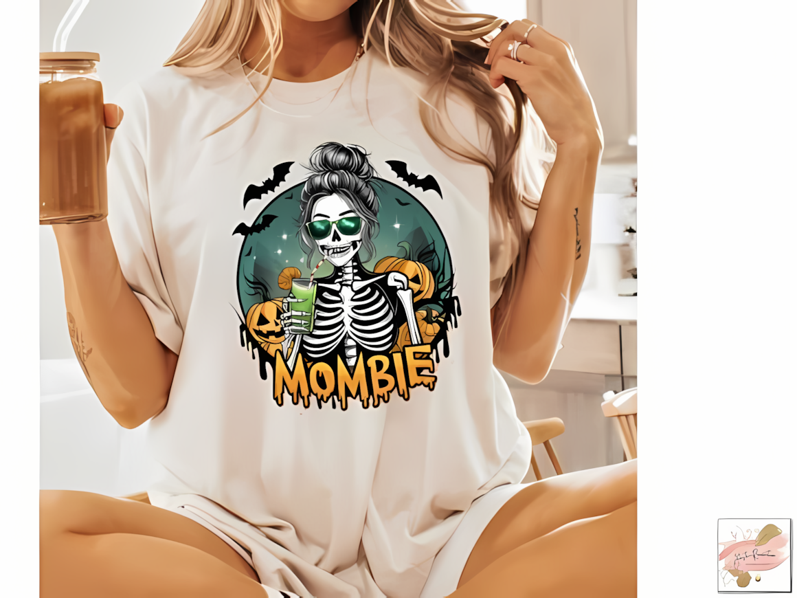 Spooky skeleton png mombie design for funny mother holiday apparel