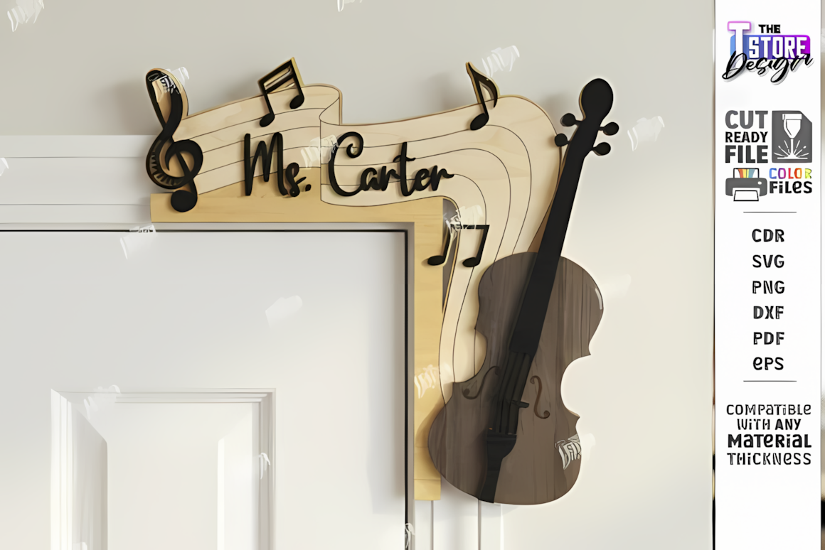 Frame corner door sign for personalized teacher sign laser cut.