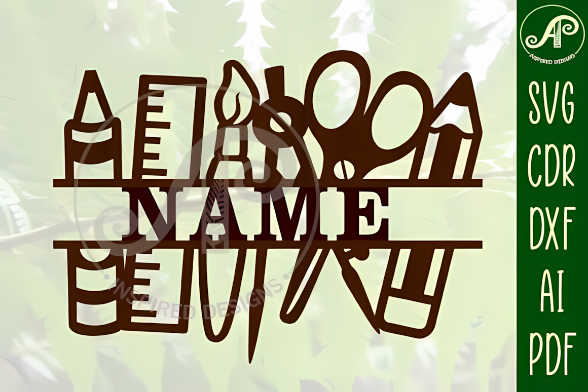 Rectangular wood sign vector template for custom teacher name sign svg.