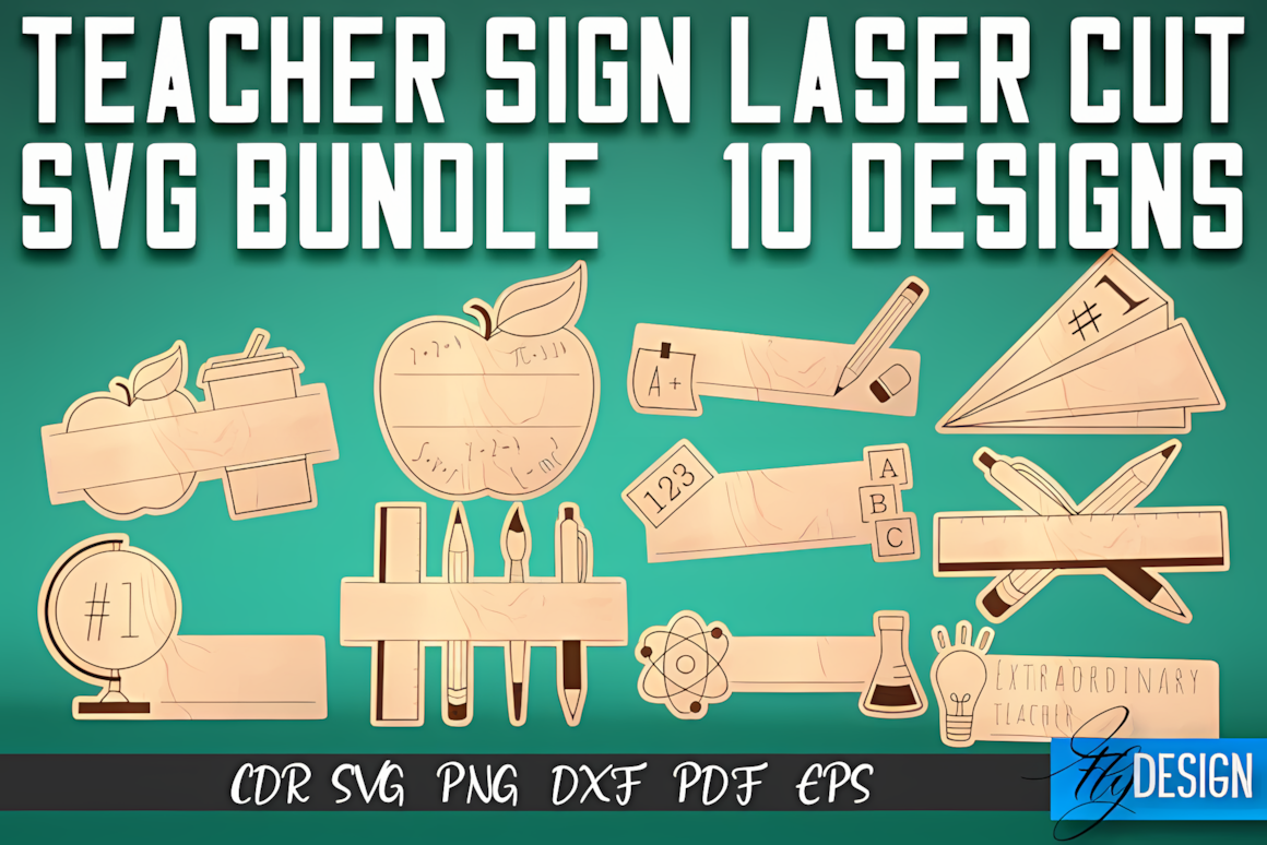 School themed sign design for classroom name laser cut project.