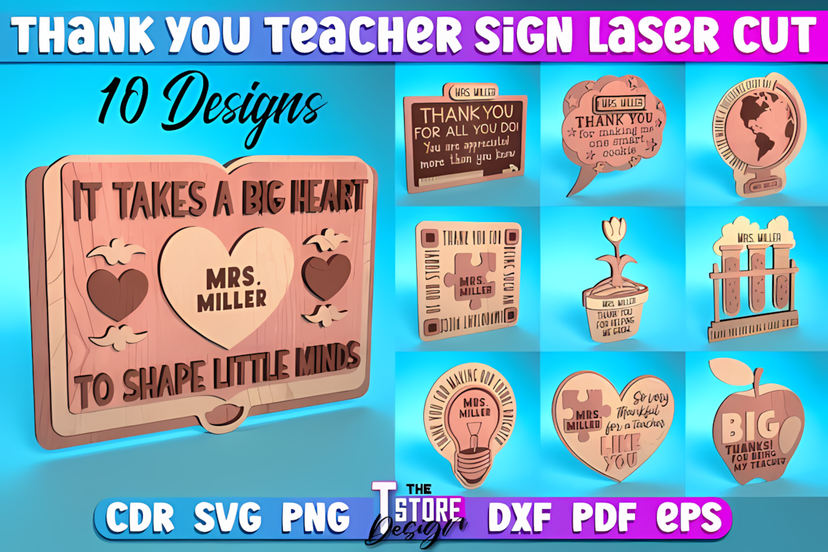 Thank you teacher plaque file for personalized teacher name laser file.