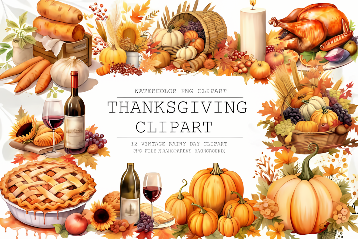 Festive autumn graphics for shirt prints and mugs from a thanksgiving clipart bundle fall png.