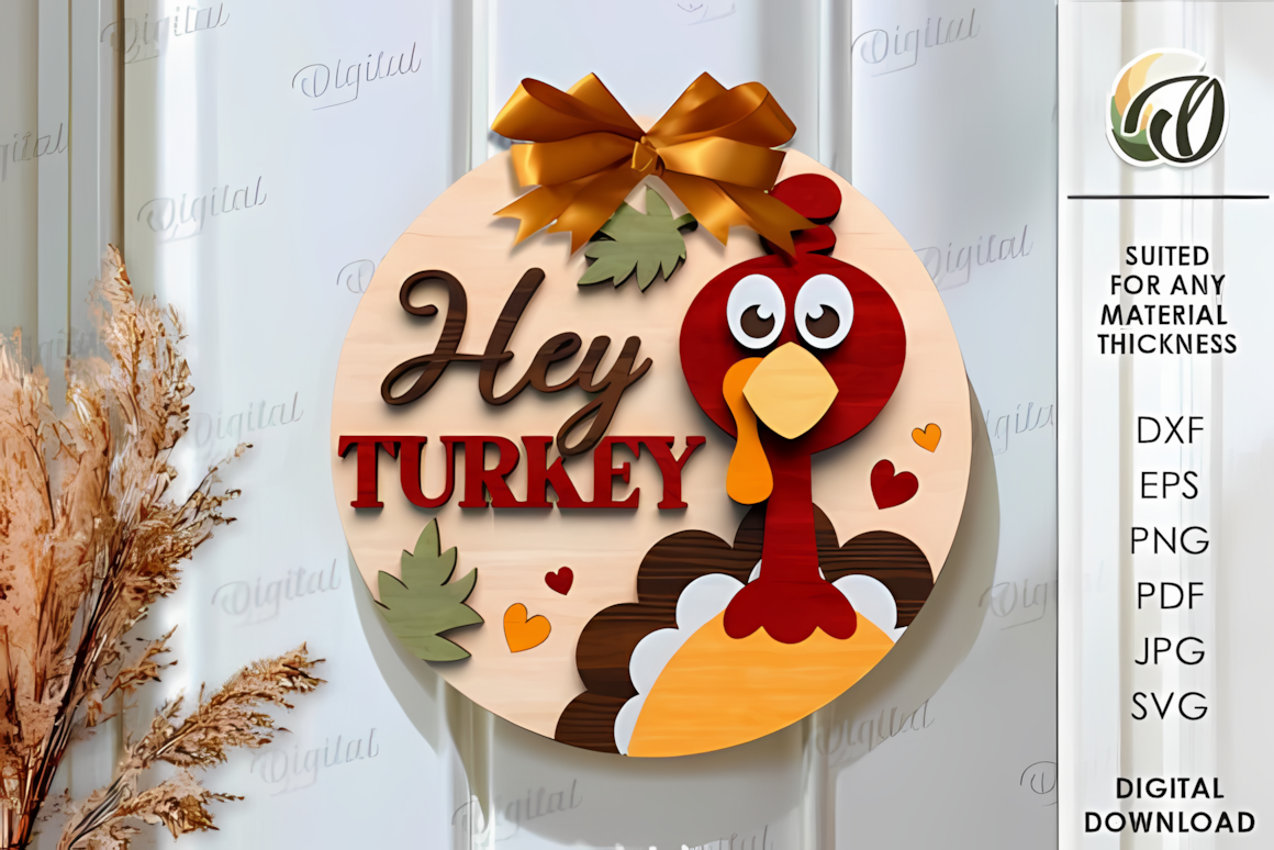 Detailed fall harvest door plaque featuring a thanksgiving round sign laser cut design.