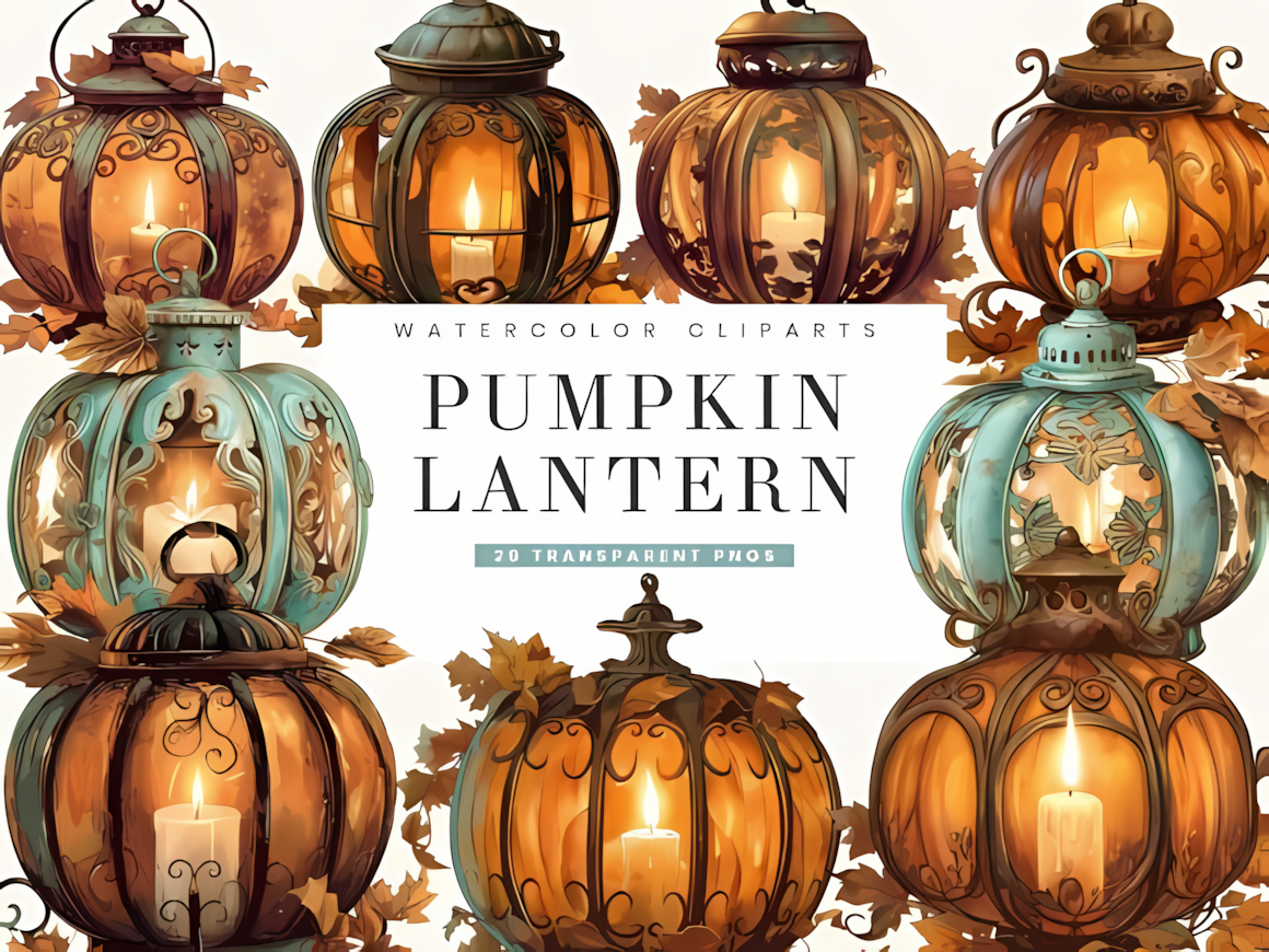 Classic vintage pumpkin lantern clipart, old-fashioned jack-o'-lantern illustration