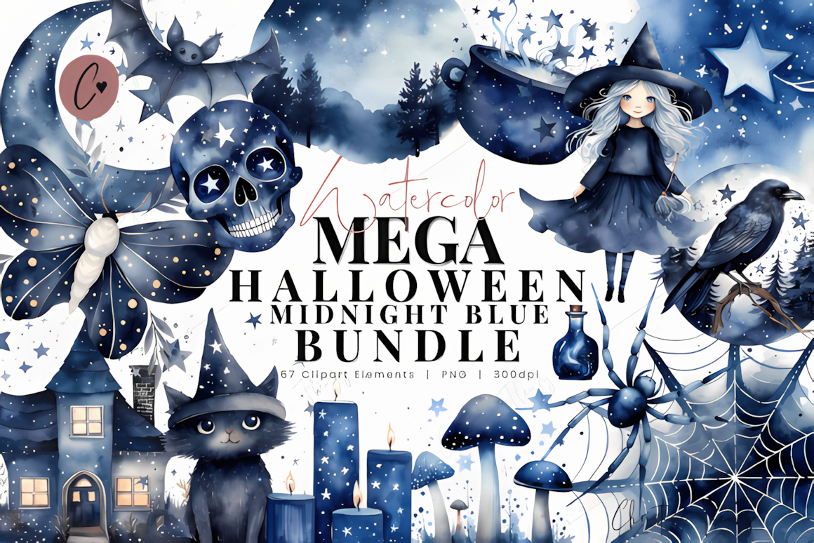 watercolor halloween clipart mega bundle for crafters