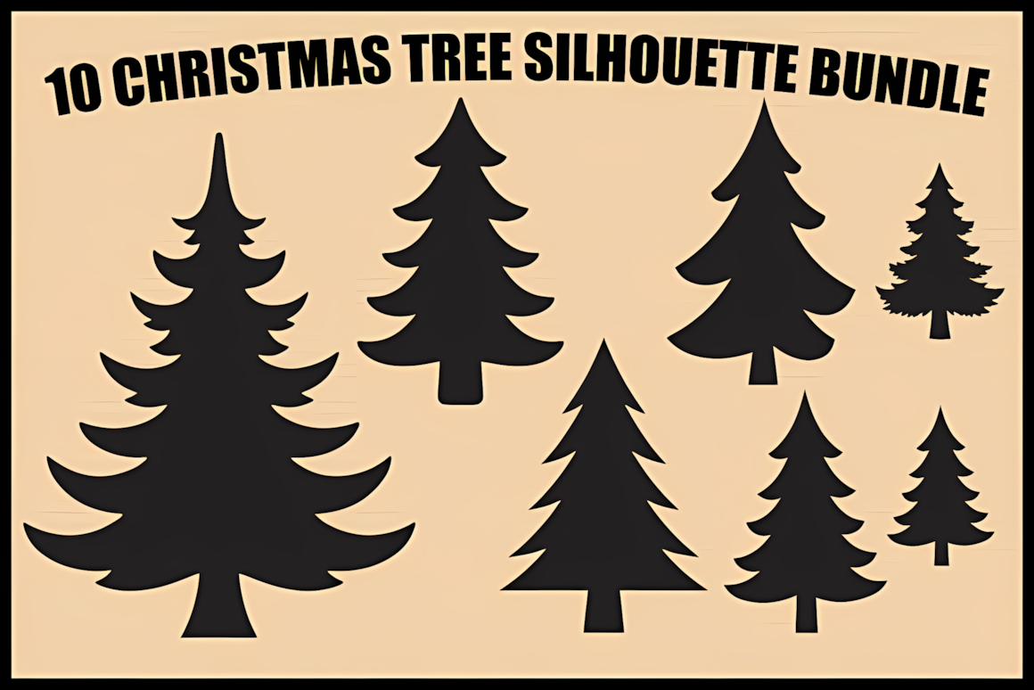 solid black christmas tree svg bundle suitable for seasonal paper crafts