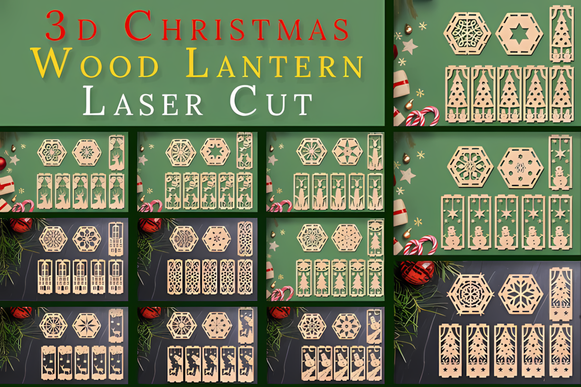 3mm plywood design for a christmas lantern laser cut