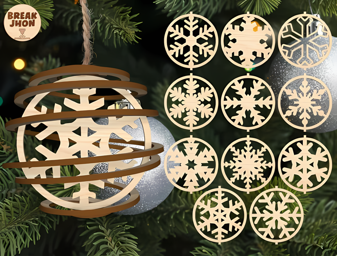 3D dimensional vector design for a snowflake ornament laser cut